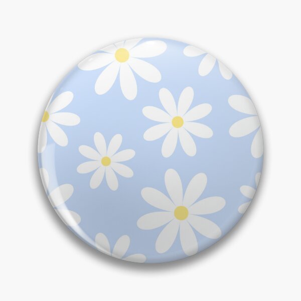 Item preview, blue and white daisy pattern button pin - mds minimal designed and sold by mdstationery.