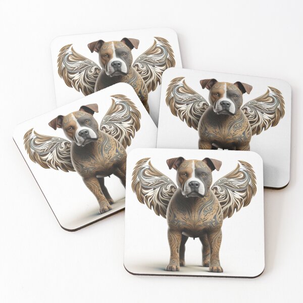 Item preview, Bullstaffordshire Terrier Dog with Angel Wings designed and sold by Traci Coxhead.