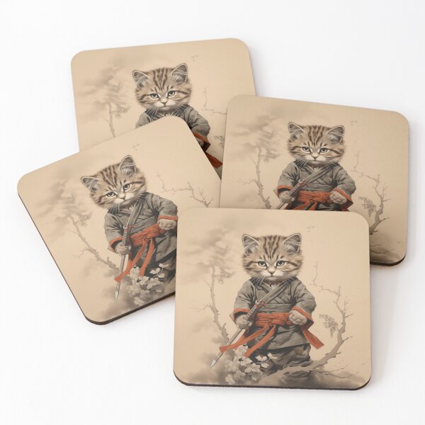 Item preview, OBI - DARK FANTASY JAPANESE ART STYLE CAT SAMURAI designed and sold by VistaThreadsCo.