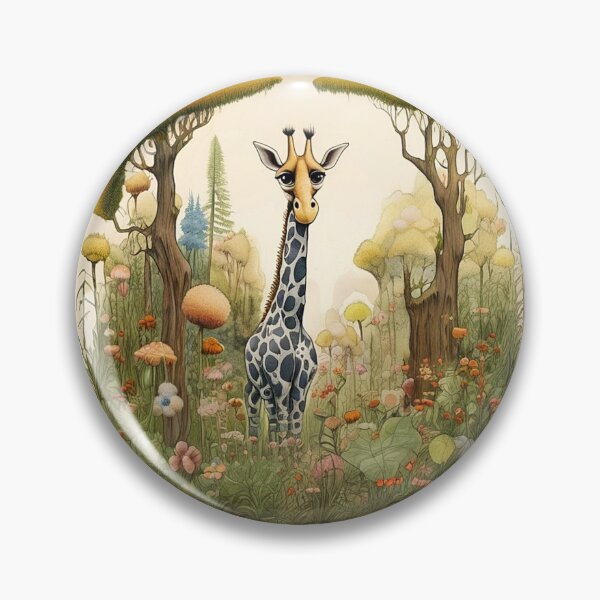 Item preview, Cute, little giraffe on a spring walk. A small vintage portrait with an art deco touch. designed and sold by SaraSumi.