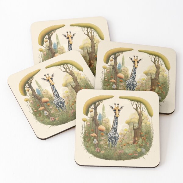 Item preview, Cute, little giraffe on a spring walk. A small vintage portrait with an art deco touch. designed and sold by SaraSumi.