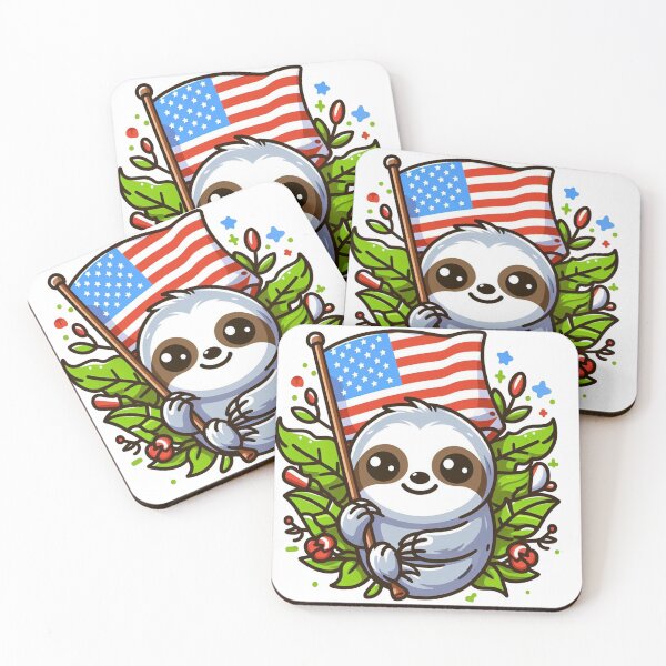 Item preview, Sloth with USA Flag designed and sold by maheart83.