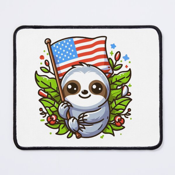 Item preview, Sloth with USA Flag designed and sold by maheart83.