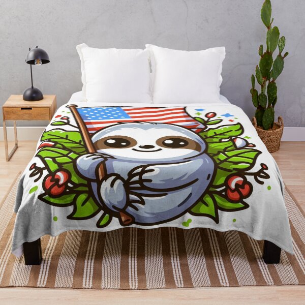 Item preview, Sloth with USA Flag designed and sold by maheart83.