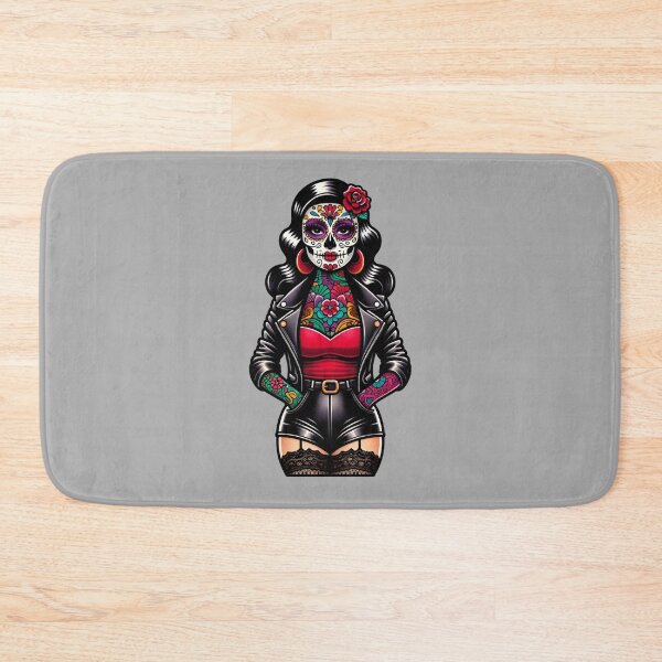 Item preview, Sugar Skull in Red Top and Leather Shorts designed and sold by PinUpPizzazz.