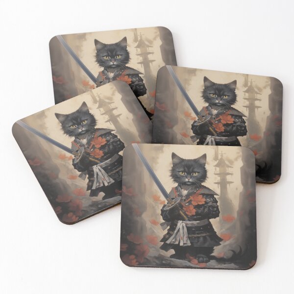 Item preview, CAPTAIN - DARK FANTASY JAPANESE ART STYLE CAT SAMURAI designed and sold by VistaThreadsCo.