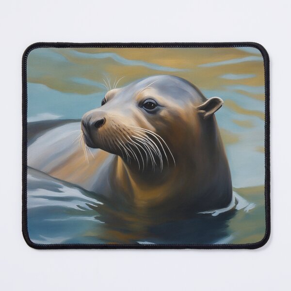 Item preview, California Sea Lion Art. American Wildlife Oil Painting designed and sold by kakarikihill.