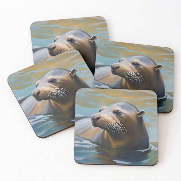 Item preview, California Sea Lion Art. American Wildlife Oil Painting designed and sold by kakarikihill.