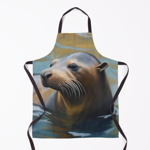 Item preview, California Sea Lion Art. American Wildlife Oil Painting designed and sold by kakarikihill.