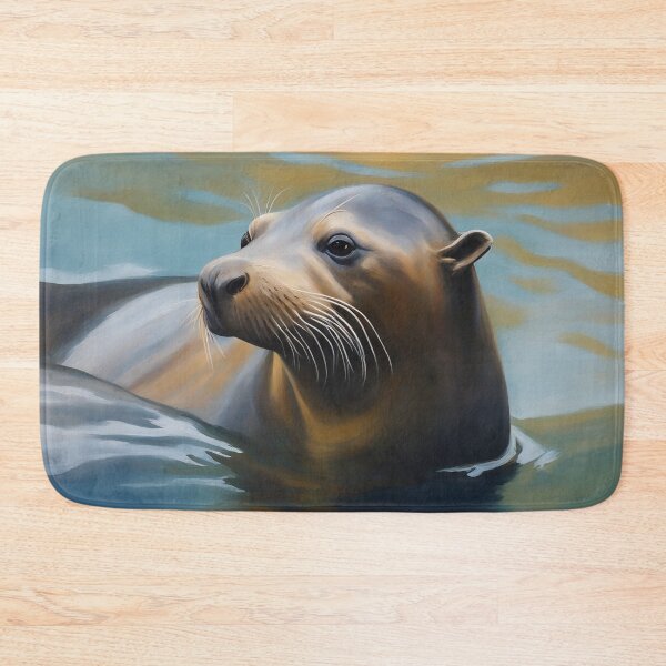 Item preview, California Sea Lion Art. American Wildlife Oil Painting designed and sold by kakarikihill.