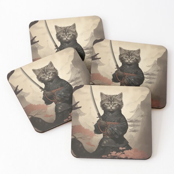 Item preview, TAISA - DARK FANTASY JAPANESE ART STYLE CAT SAMURAI designed and sold by VistaThreadsCo.