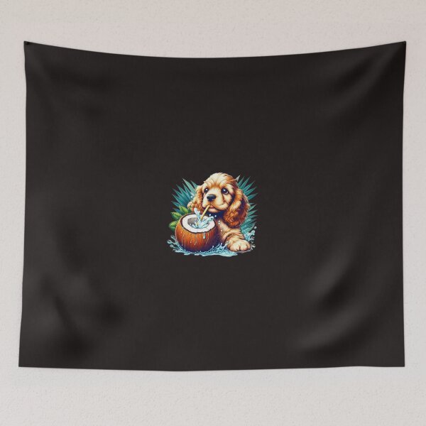 Item preview, Cocker dog drinking coconut juice. designed and sold by moni0490.