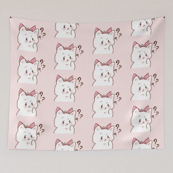 Item preview, Coquette Kawaii Chubby Cute Pastel Pink Cat Confused Gato designed and sold by cosmocheese.