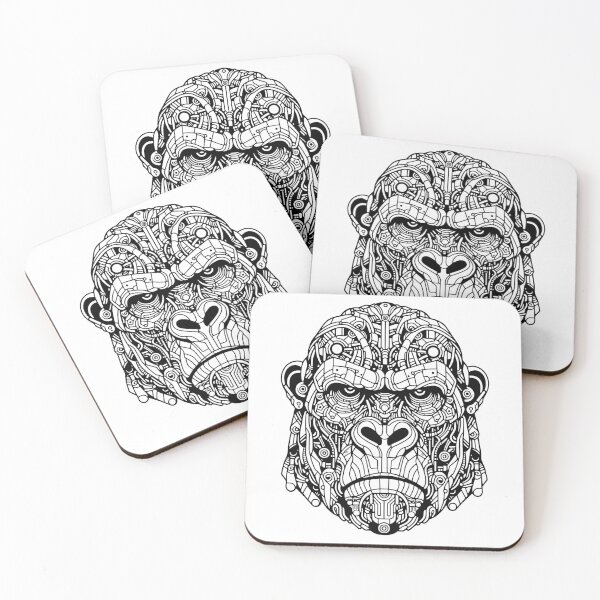 Item preview, Biomechanical Gorilla: An Advanced Futuristic Graphic Artwork with Abstract Line Patterns designed and sold by Amanda-S-Olsen.