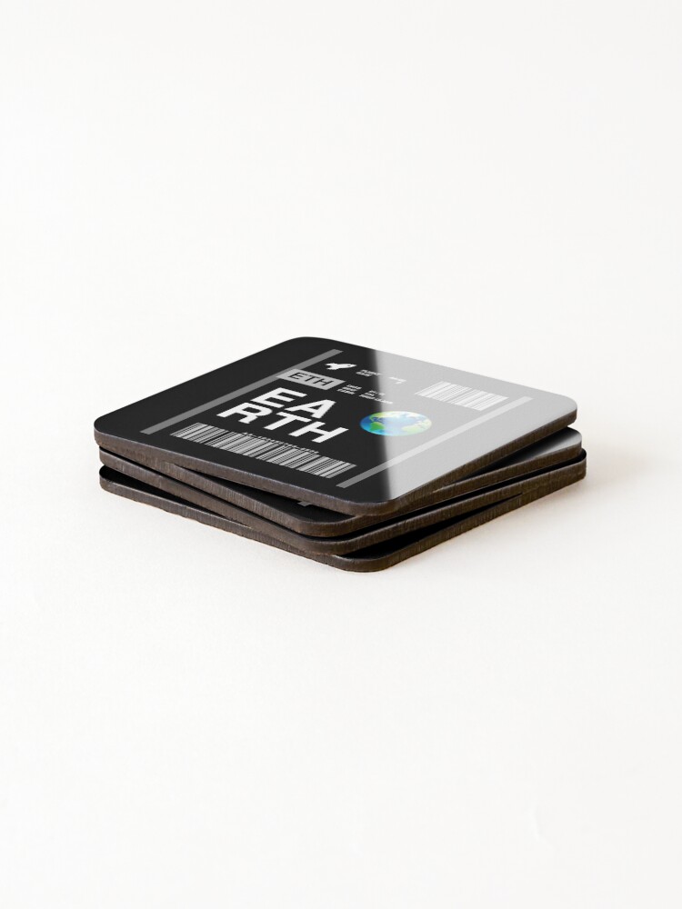 Thumbnail 4 of 5, Coasters (Set of 4), Earth Boarding Pass designed and sold by RabbitK.