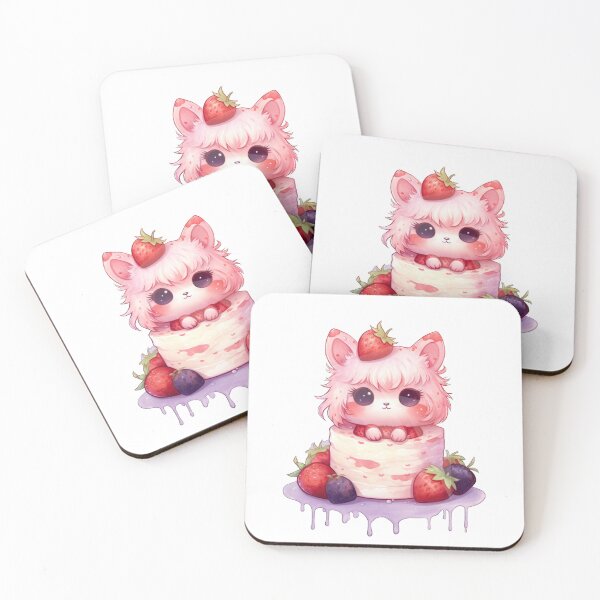 Item preview, Cute little monsters with strawberry cakes designed and sold by Pakkard17.