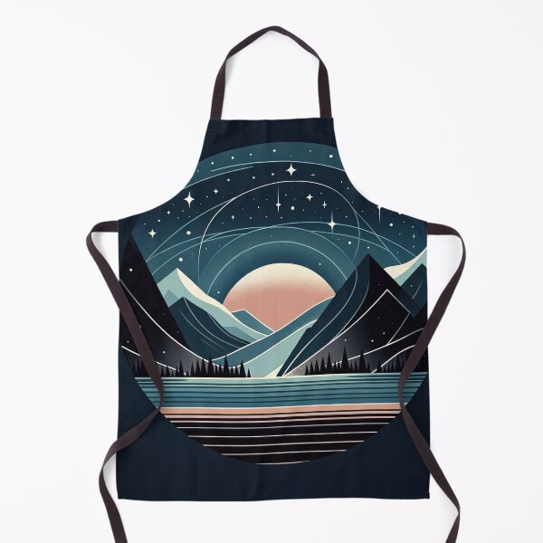 Item preview, Serene Mountain Nightscape in Minimalist Hues designed and sold by SunkenCost.