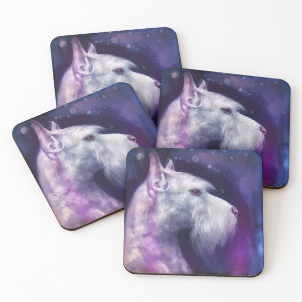 Item preview, An Expressive Painting of a White Schnauzer on Purple Blue Shades designed and sold by ibadishi.