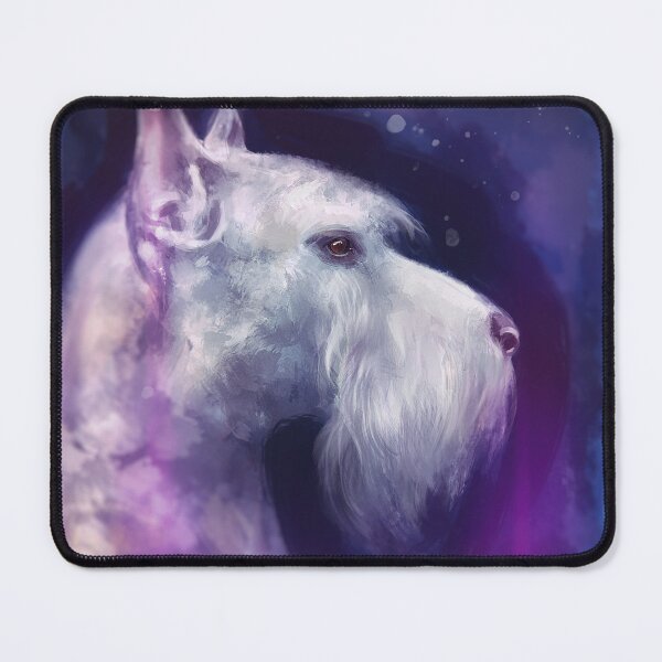 Item preview, An Expressive Painting of a White Schnauzer on Purple Blue Shades designed and sold by ibadishi.