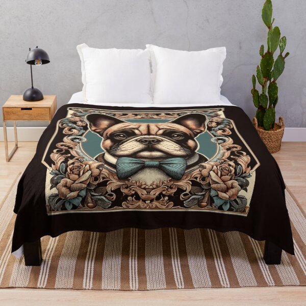 Item preview, French Bulldog Retro Vintage Aesthetic Floral Dog Art designed and sold by ElegantCat.