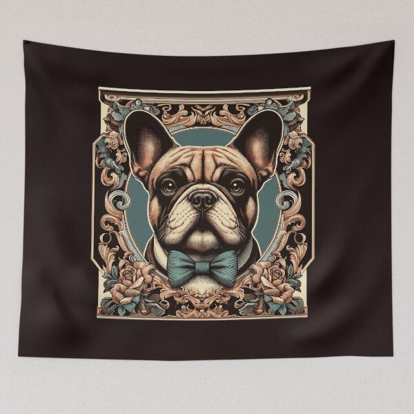 Item preview, French Bulldog Retro Vintage Aesthetic Floral Dog Art designed and sold by ElegantCat.
