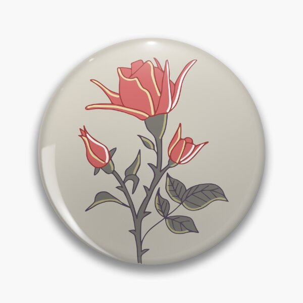 Artikelvorschau, traditionelle englische Rosen mit Blättern und Dornen auf hellgrau entworfen und verkauft von colorofmagic.