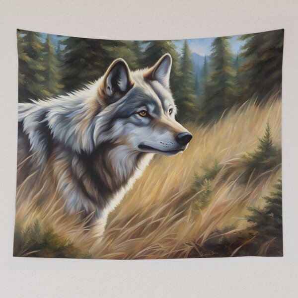 Item preview, Northwestern Wolf Art. American Wildlife Oil Painting designed and sold by kakarikihill.