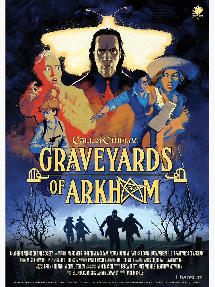 Thumbnail 3 of 3, Poster, Graveyards of Arkham Official Movie Poster designed and sold by Chaosium.