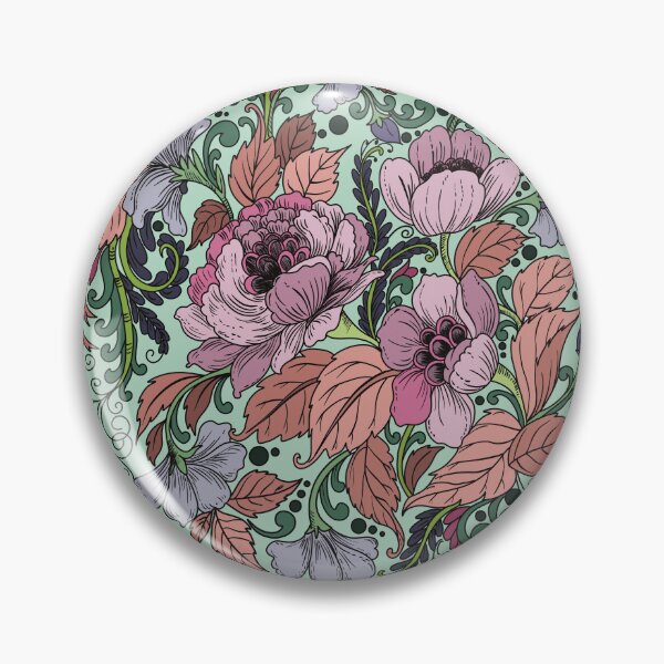Item preview, Peony floral circle illustration designed and sold by Strix-Designs.