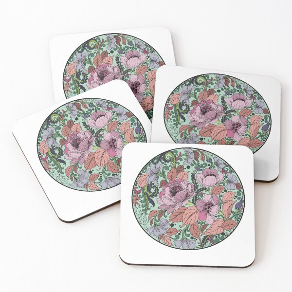 Item preview, Peony floral circle illustration designed and sold by Strix-Designs.