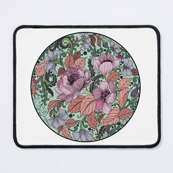 Item preview, Peony floral circle illustration designed and sold by Strix-Designs.