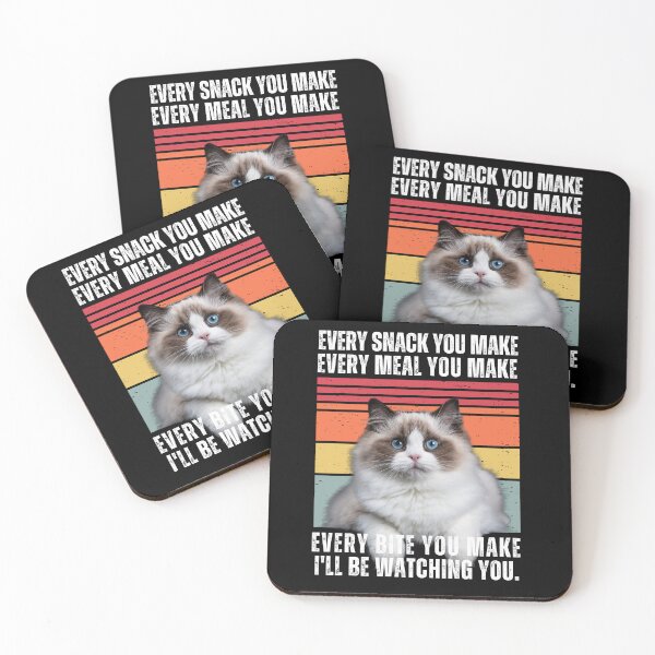 Item preview, Distressed Retro Striped Ragdoll Cat - I'll Be Watching You Funny Sticker Quotes designed and sold by CanvasThread.
