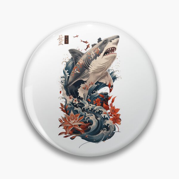 Item preview, Raw Elegance: Great White Shark in Traditional Japanese Style designed and sold by SAMIESS.