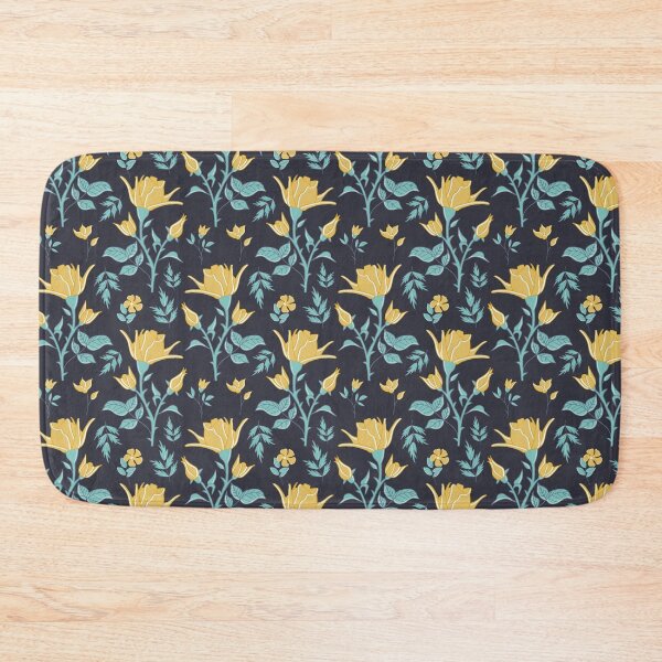Item preview, yellow English roses with leaves and thorns on a dark background designed and sold by colorofmagic.