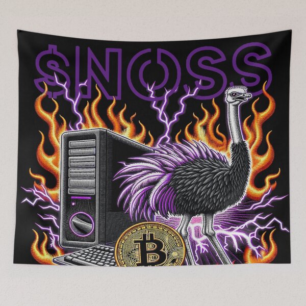 Item preview, $NOSS "Digital Phoenix: Ostrich ablaze with Purple Lightning, BTC" designed and sold by zzz888.