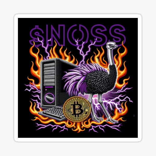 Item preview, $NOSS "Digital Phoenix: Ostrich ablaze with Purple Lightning, BTC" designed and sold by zzz888.