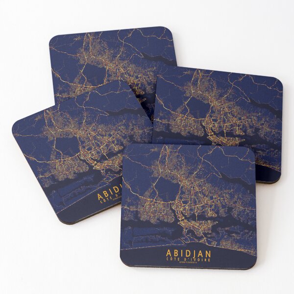 Item preview, Abidjan, Côte d'Ivoire Map - City At Night designed and sold by deMAP.