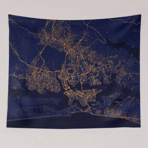 Item preview, Abidjan, Côte d'Ivoire Map - City At Night designed and sold by deMAP.