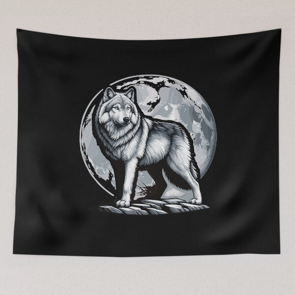 Artikelvorschau, Majestätischer Wolf im Mondschein Design entworfen und verkauft von Thomas Remmers.