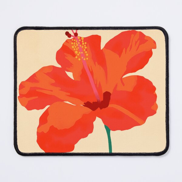Item preview, Hibiscus Affection, Nature Inspired Botanical Art, Vibrant Tropical Vibes, Bohemian Minimalistic Orange Hibiscus designed and sold by Kintsugi99.