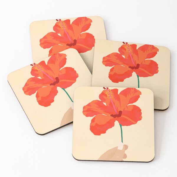 Item preview, Hibiscus Affection, Nature Inspired Botanical Art, Vibrant Tropical Vibes, Bohemian Minimalistic Orange Hibiscus designed and sold by Kintsugi99.