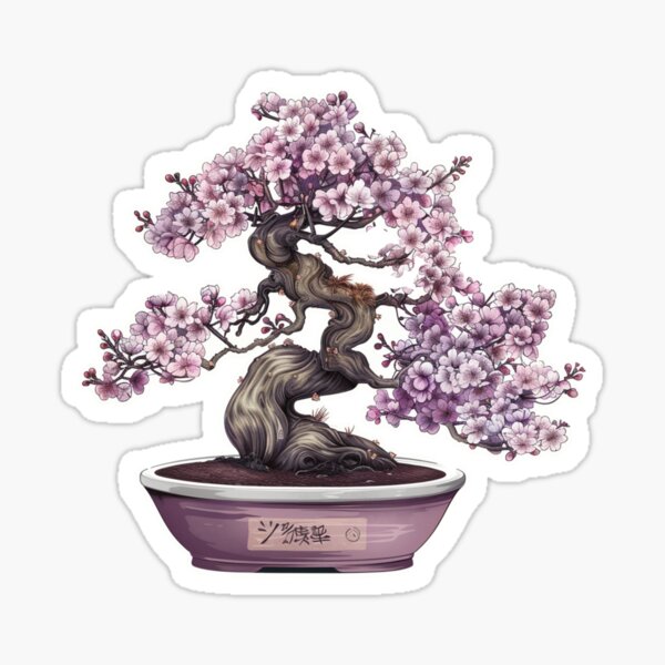 Vista previa del artículo con la obra «Hermoso diseño de pegatina de bonsái de estilo antiguo.», diseñado y vendido por SmileshareShop.