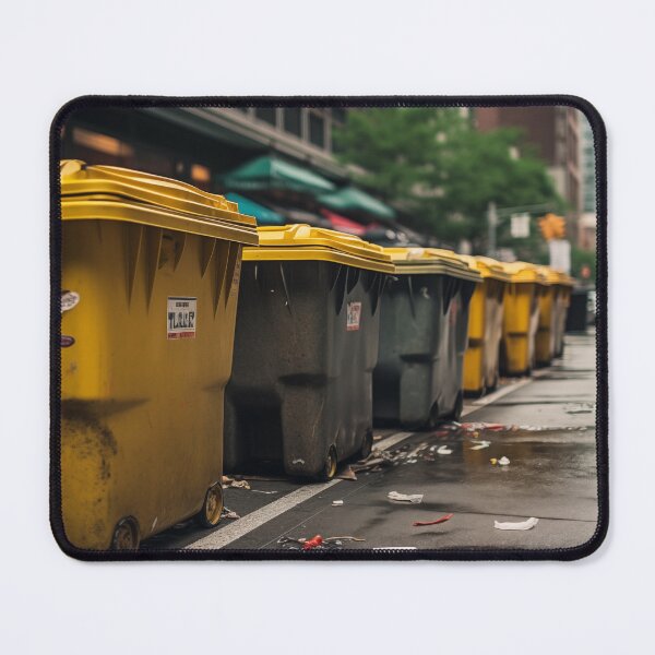Item preview, Realistic garbage bins lined up on a bustling city street designed and sold by ZedDesign99.