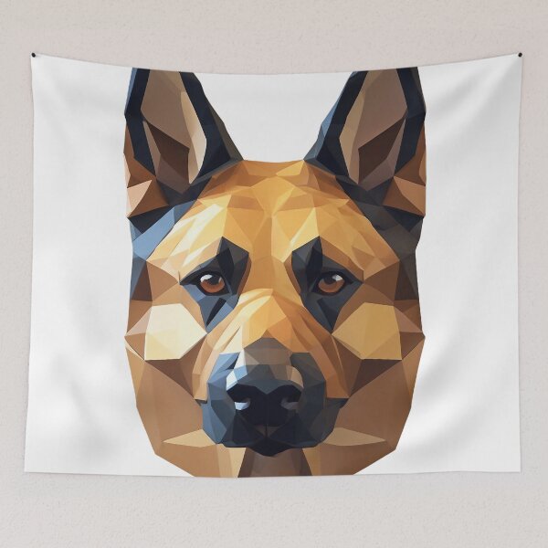 Item preview, German shepherd dog face low poly designed and sold by athenaVart.
