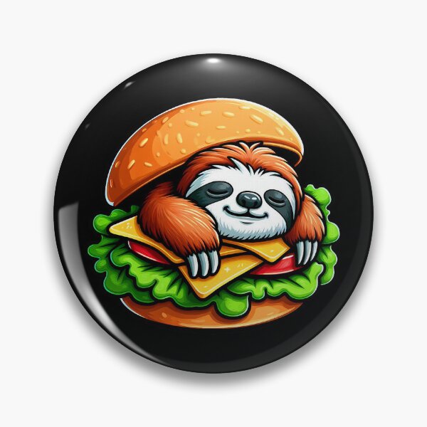 Artikelvorschau, Faultier schläft in einem Hamburger entworfen und verkauft von plushism.