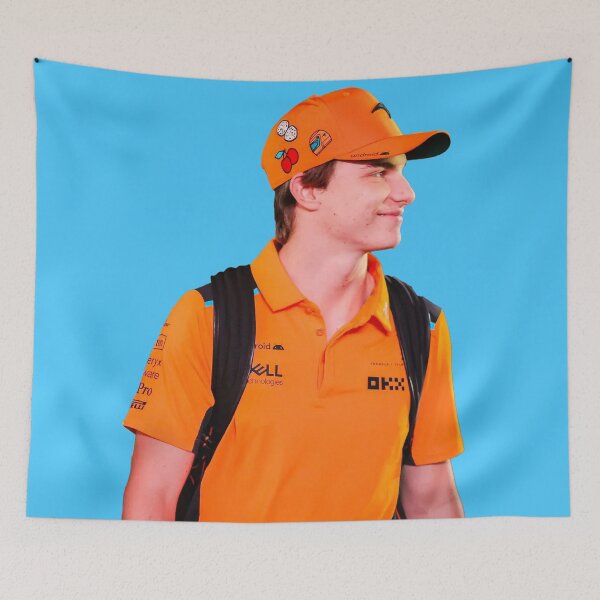Item preview, Oscar Piastri F1 Driver with Backpack smiling Norris Teammate designed and sold by FormulaGTee1.