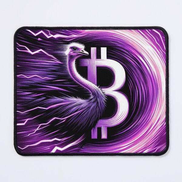 Item preview, $NOSS  "Epic Lightning: Majestic Purple Ostrich and BTC" designed and sold by zzz888.
