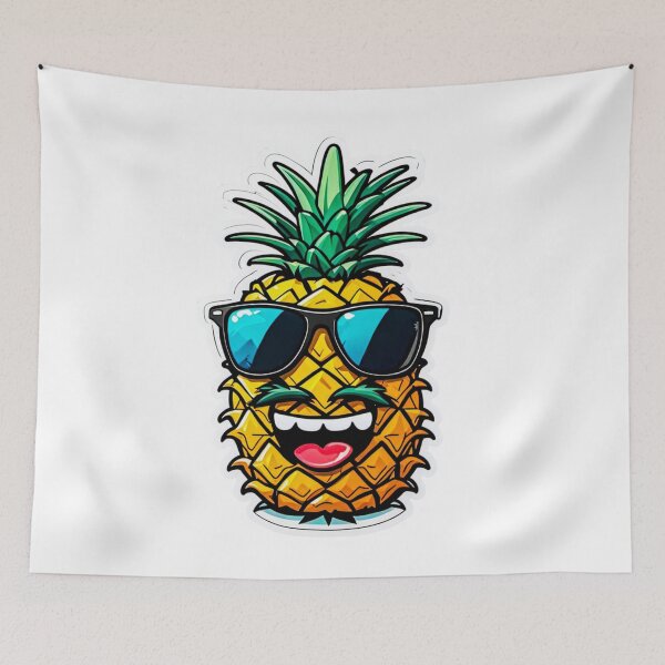 Item preview, Happy Funny Mustache Pineapple Wearing Sunglasses, Smiling Pineapple designed and sold by MyArt23.