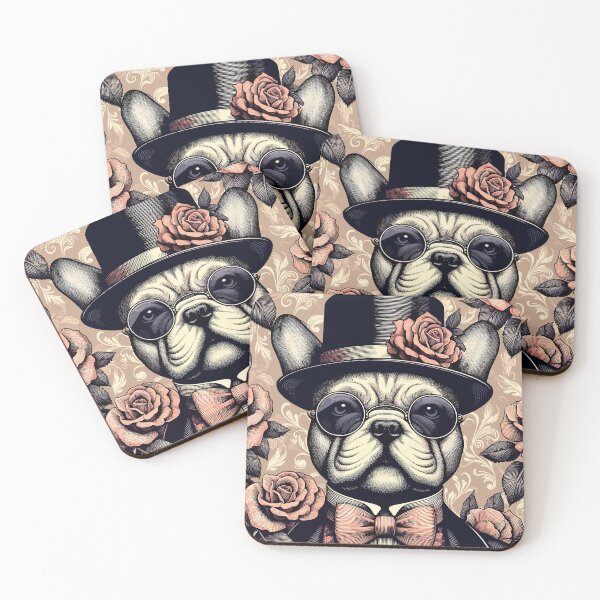 Item preview, French Bulldog Floral Rose Elegance Retro Vintage Aesthetic Dog Art designed and sold by ElegantCat.