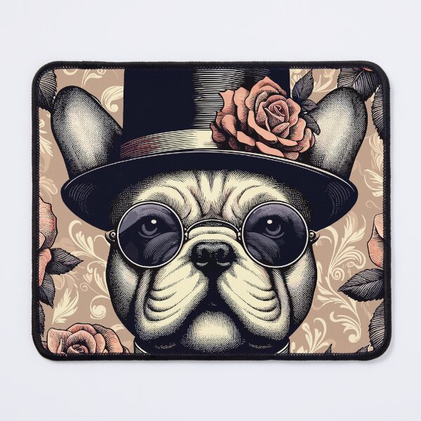 Item preview, French Bulldog Floral Rose Elegance Retro Vintage Aesthetic Dog Art designed and sold by ElegantCat.